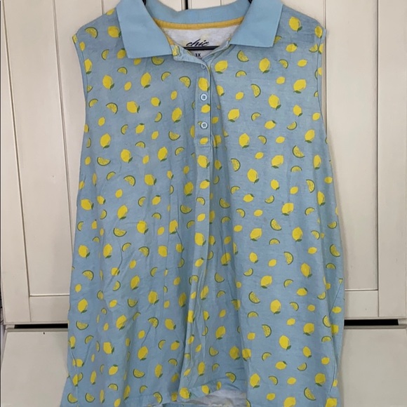 chic | Tops | Eux Chic Lemon Print Top Sz 3x | Poshmark